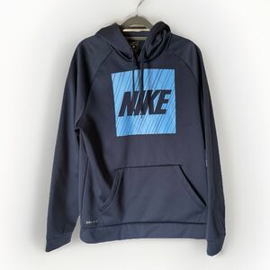 Nike Men’s Dri-Fit Hoodie Medium Navy Blue Pullover w/ Blue Nike Logo -